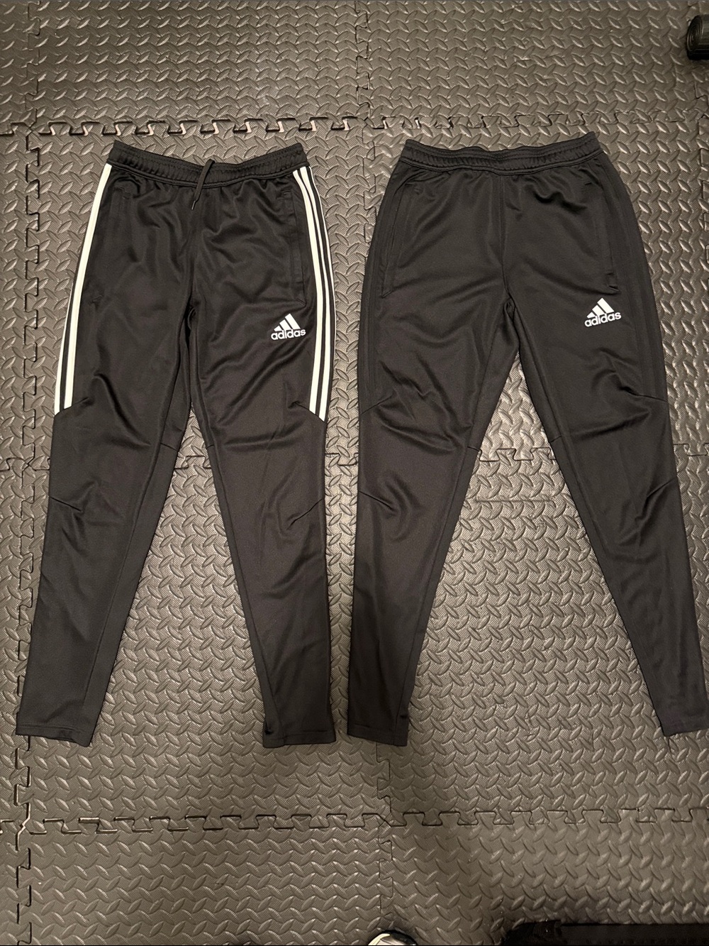 adidas men’s Black Jogger Pants with White Stripes